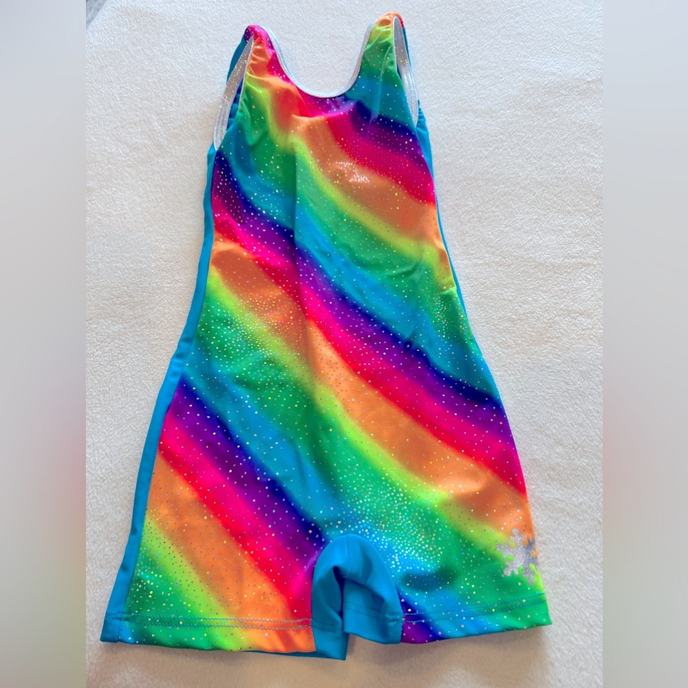 Toddler Gymnastics Suit Rainbow Glitter Size XS